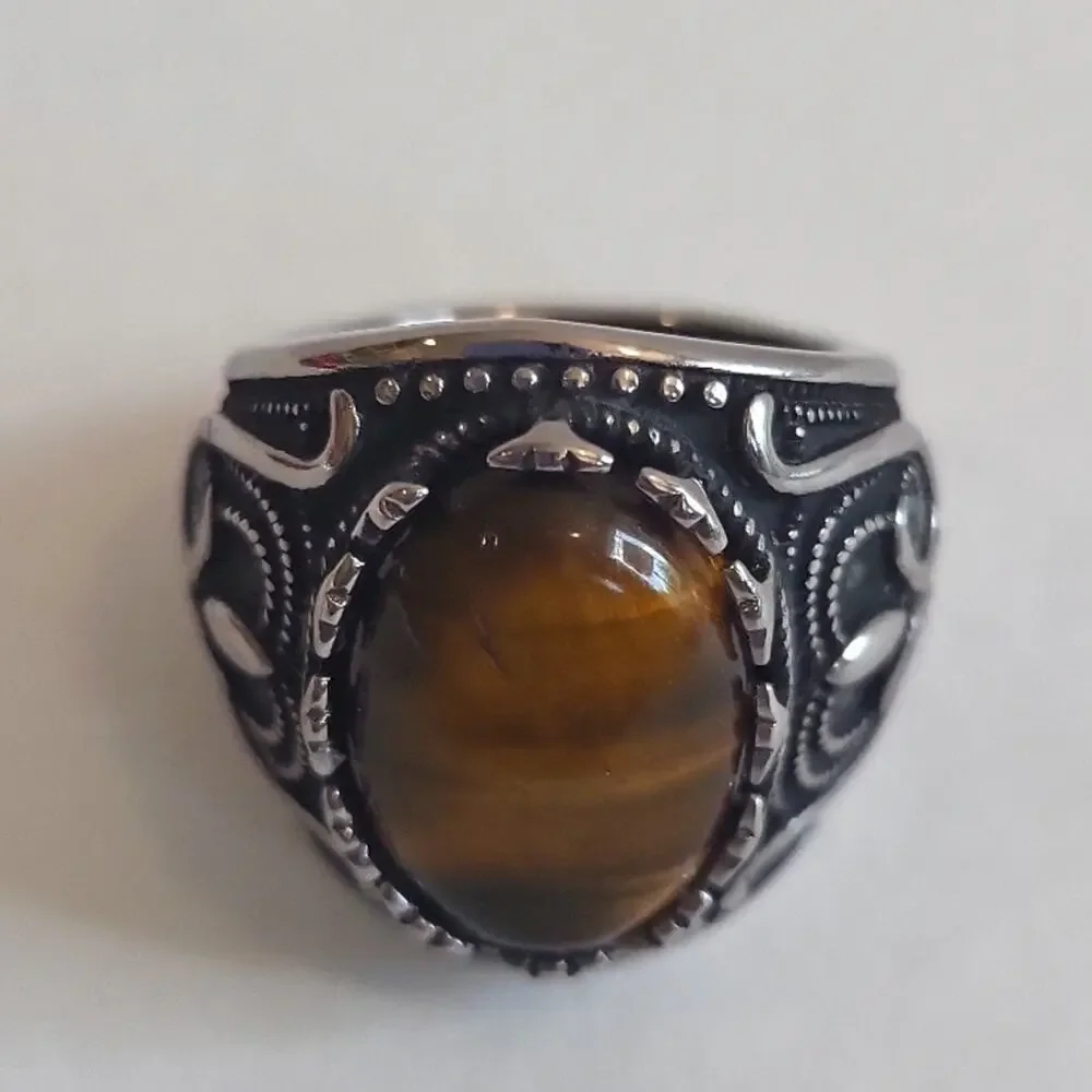 Tiger Eye Natural Gemstone Handmade Men's Ring Size 10 NWT